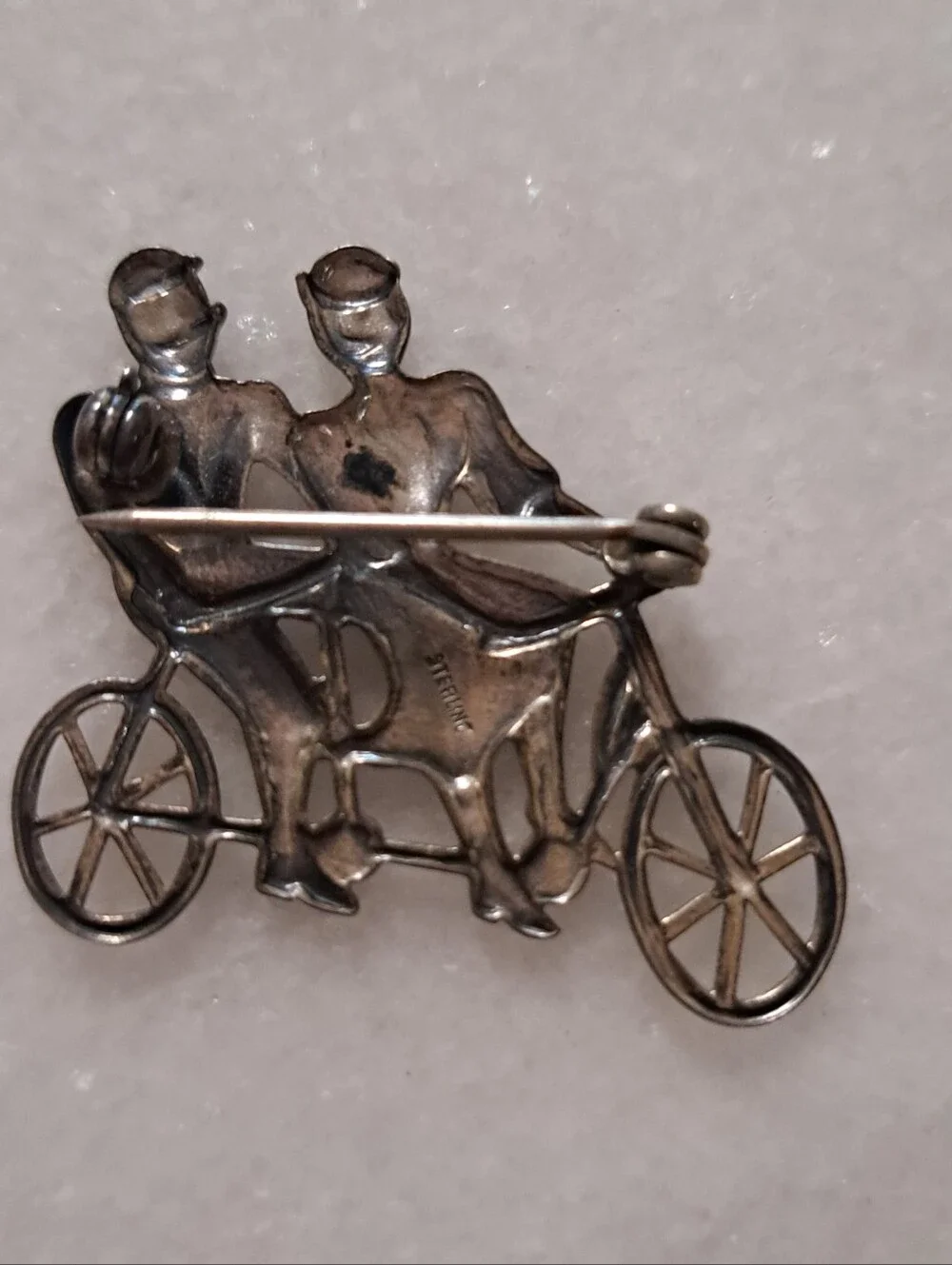 Vintage Tandem Bicycle Brooch